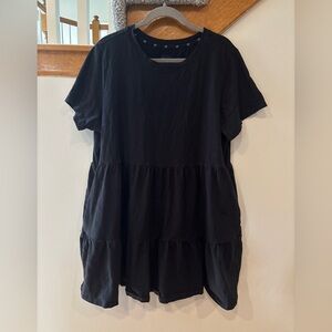 GAP Black Tiered Women’s T-Shirt Dress with Pockets - XXL